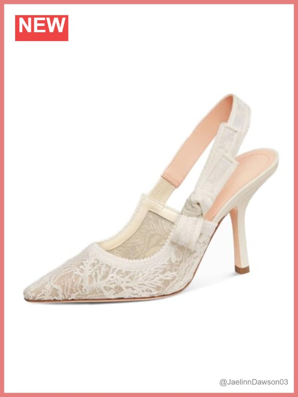 Women's Lace Bow Slingback Stiletto Heels Pointed Toe Closed Back Bridal Party